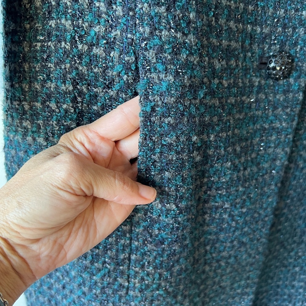 Albert Nipon Teal Button-Up Duster/Coat - image 5